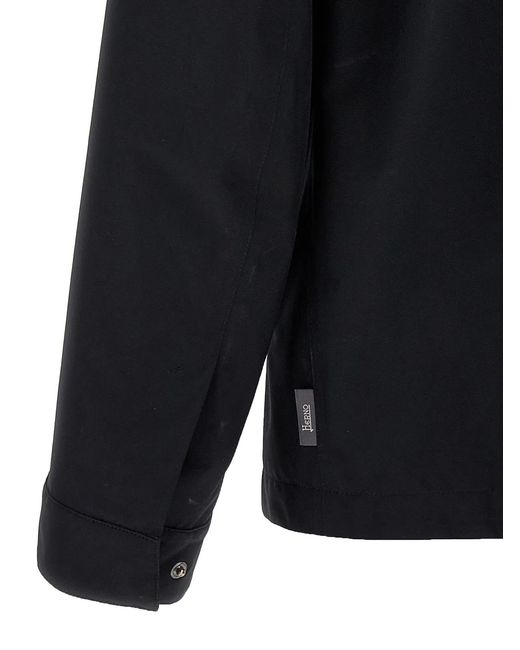 Herno Blue Solid Shirt Collar Jacket for men