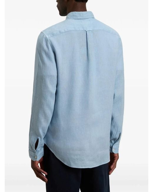 Woolrich Blue Linen Shirt for men