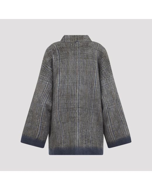Brunello Cucinelli Gray Grigio Blu Galles Jacquard Cardigan