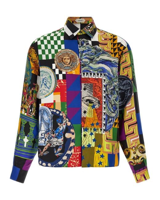 Versace Multicolor 'Medusa Collage' Shirt for men