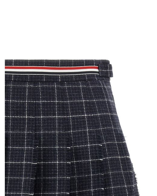 Thom Browne Blue 'Rwb' Pleated Tweed Skirt