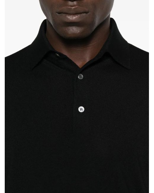 Lardini Black Wool Polo Shirt for men