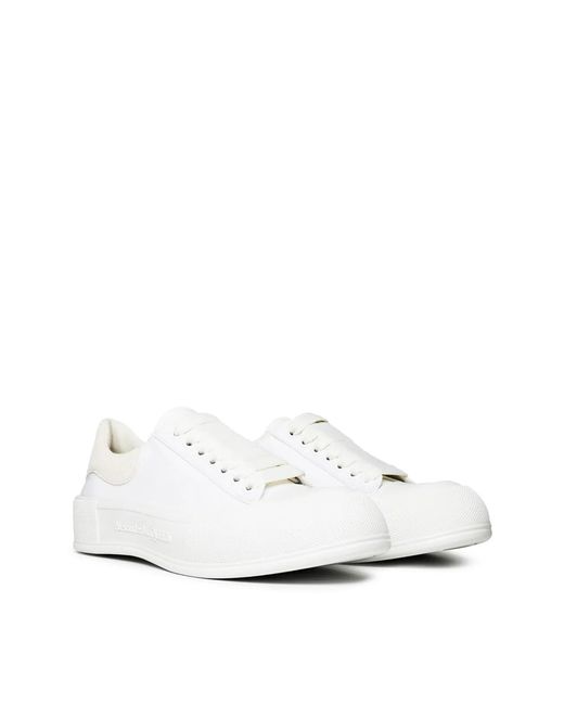 McQueen White Deck Plimsoll Lace Up Sneakers
