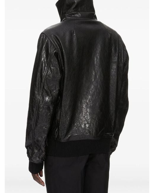 Rick Owens Black Dracuflight Leather Jacket for men