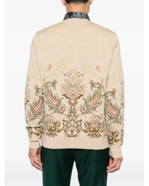 Etro Natural Paisley Print Crew Neck Sweater for men