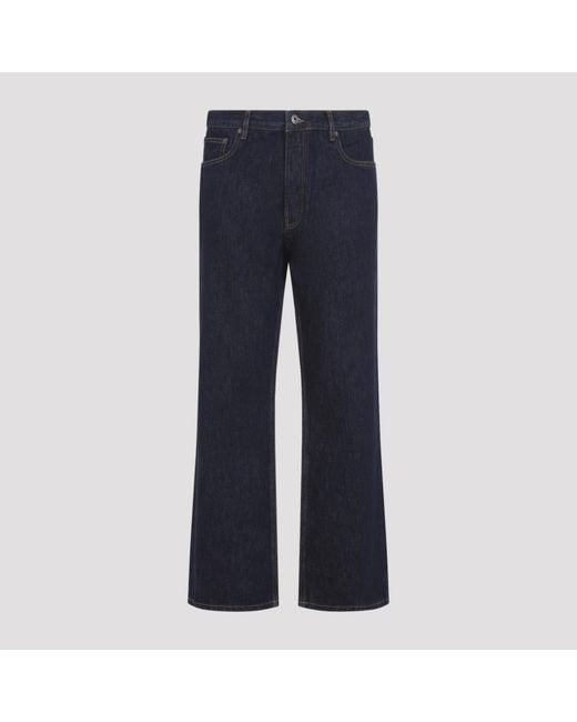 Off-White c/o Virgil Abloh Blue Raw Half Arrow Slim Relax Jeans for men