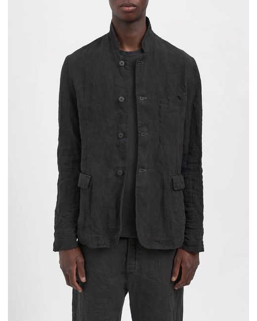Poeme Bohemien Black Linen Lined Jacket for men