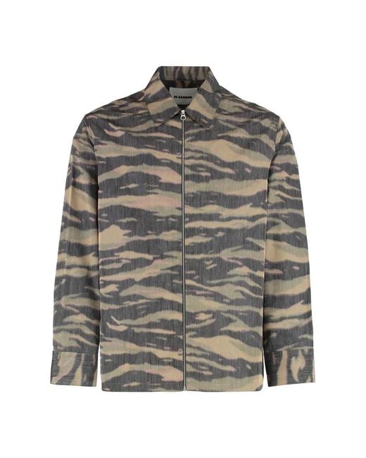 Jil Sander Gray Silk Blend Overshirt for men