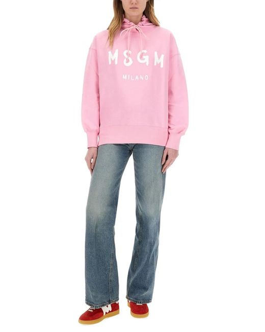 MSGM Pink Sweatshirt With Logo