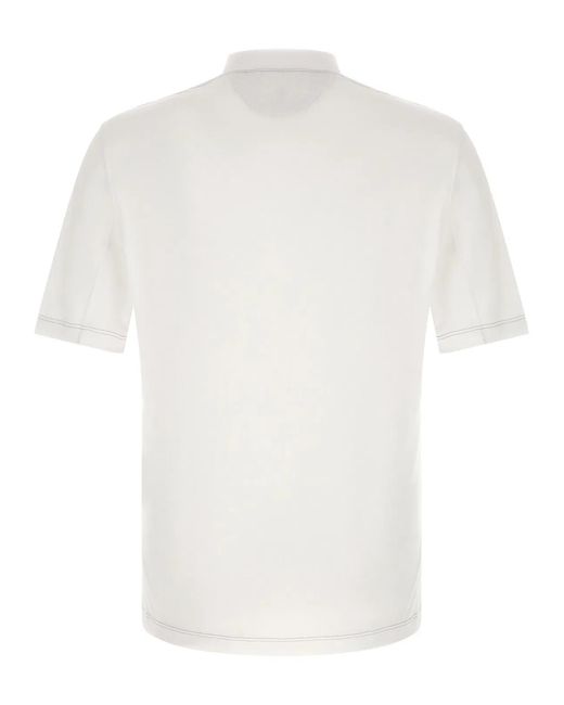 Brunello Cucinelli White Techno Piquet T-Shirt for men