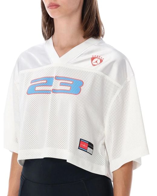 Nike White Jordan Brooklyn Cropped Mesh Jersey Top