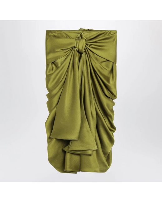 Chloé Green Draped Silk Skirt
