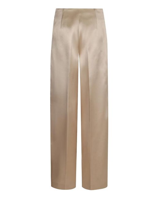 Philosophy Di Lorenzo Serafini Natural Satin Trousers With Side Pockets