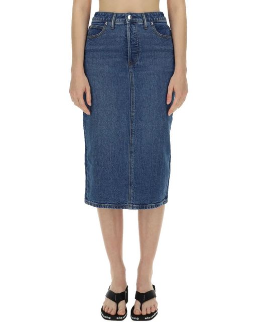 T By Alexander Wang Blue Alexanderwang.T Midi Skirt