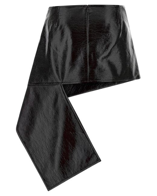 Courreges Black 'Fold Vinyl Mini' Skirt