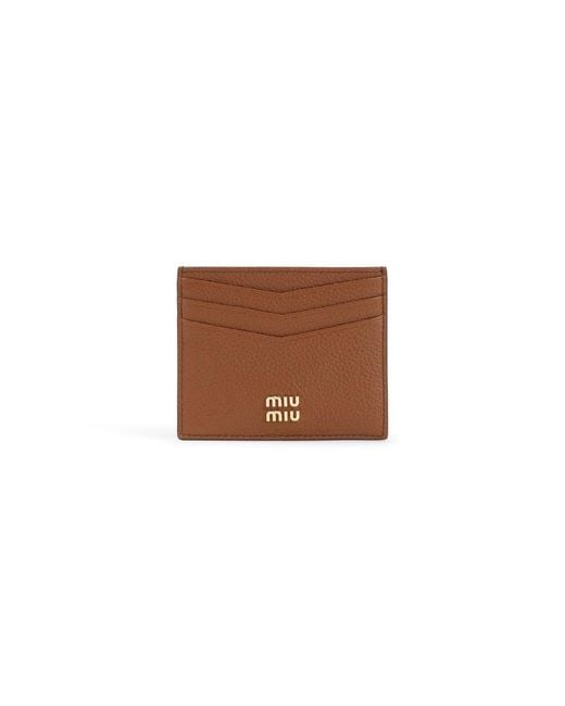 Miu Miu Brown Leather Card Holder