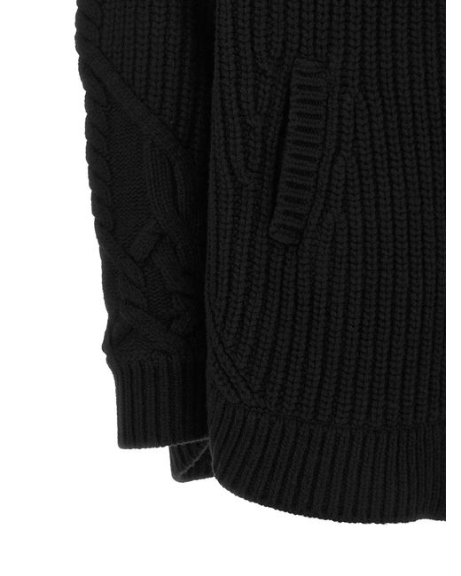 Herno Black Cardigan With Fur Insert
