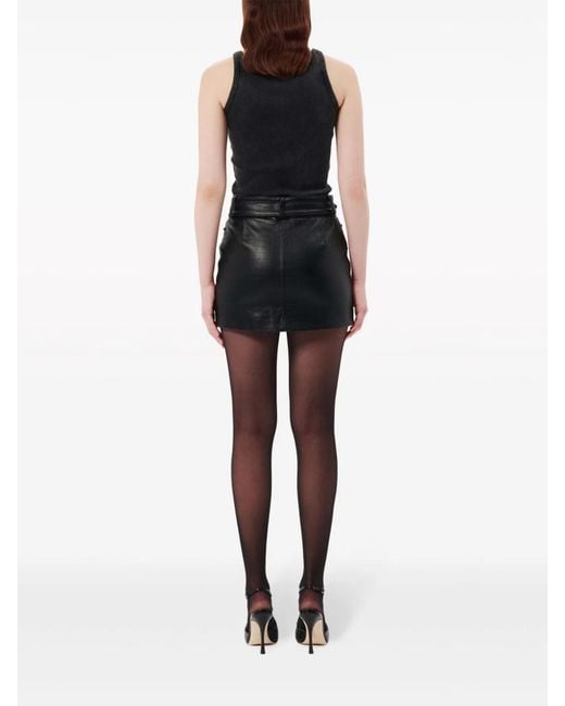 Alessandra Rich Black Logo Ribbed Cotton Tank Top