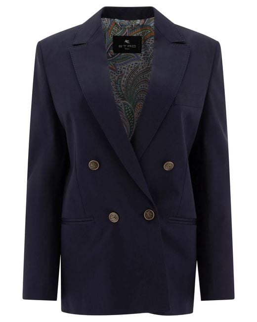 Etro Blue Cotton Elastane Jacket