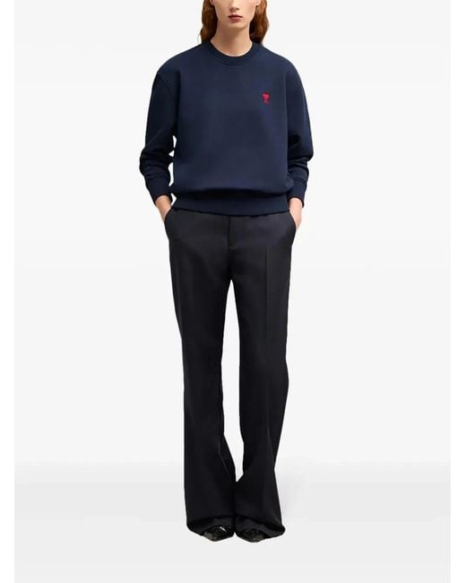 AMI Blue Cotton Ami De Coeur Sweatshirt for men