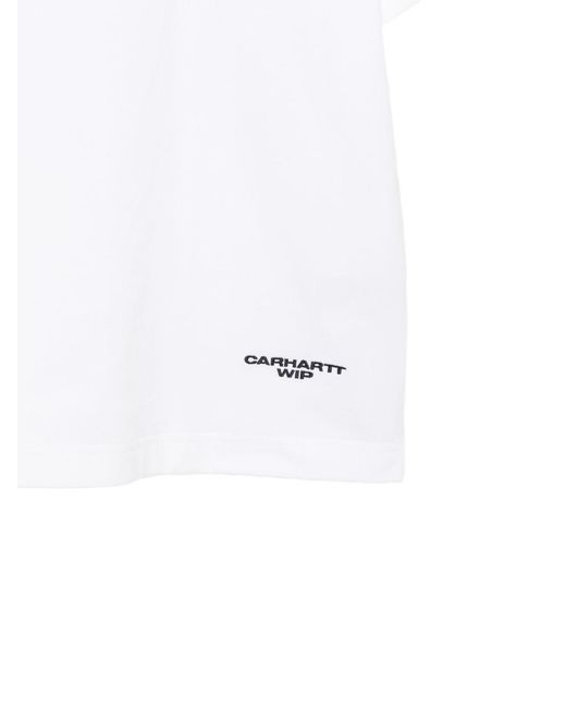 Carhartt White Logo Cotton T-Shirt for men