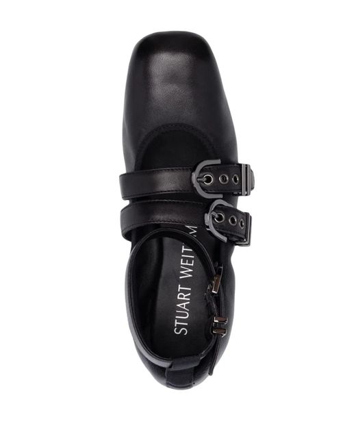 Stuart Weitzman Black Leather Ballerina Shoes