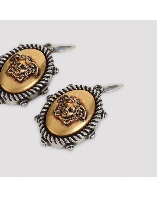 Versace Brown Palladium Brass Earrings