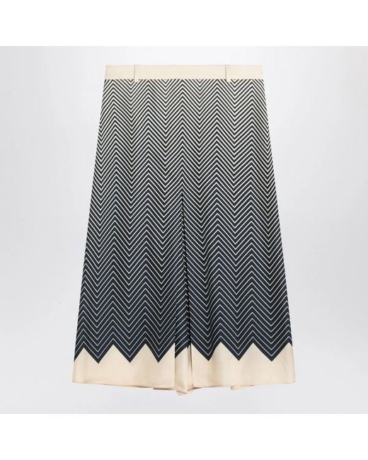 Valentino Gray Ivory Silk Skirt