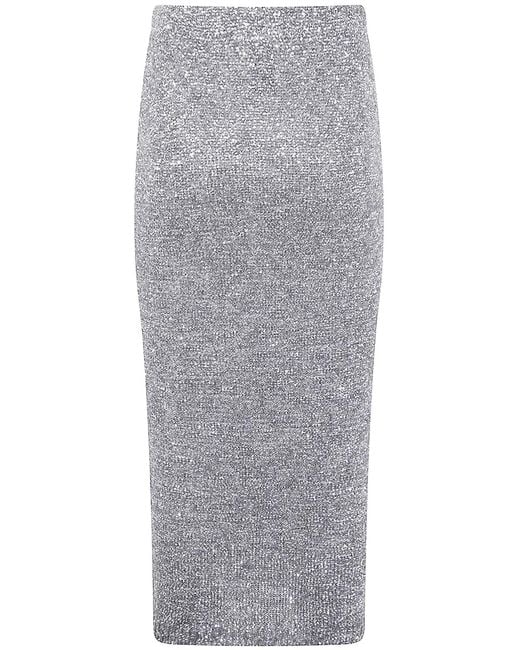 D.exterior Gray Soft Sequins Straight Skirt