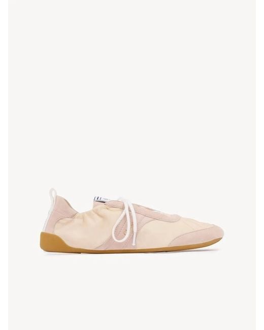 Chloé Natural Two-Tone Canvas And Leather Chlo㨠Kick Sneakers