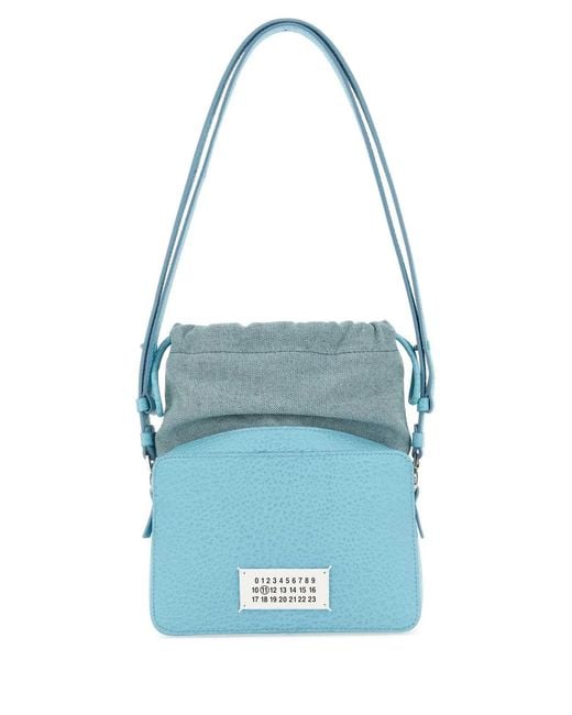 Maison Margiela Blue Leather And Fabric 5Ac Bucket Bag