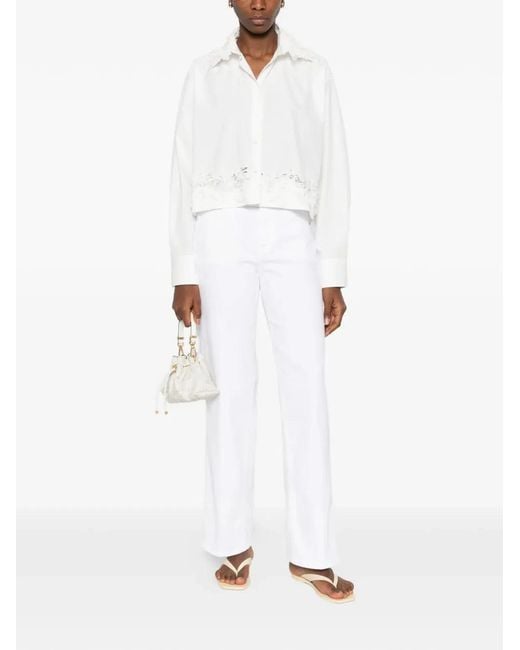 7 For All Mankind White Stovepipe Soleil Straight-Leg Jeans