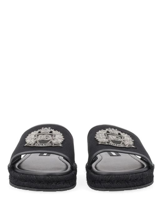 Dolce & Gabbana Black Dolce & Gabbana Cotton Leather Flats for men