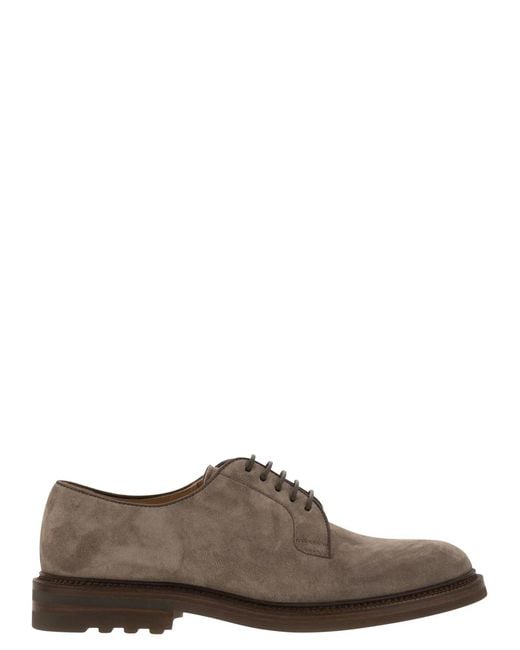 Brunello Cucinelli Brown Derby Camoscio Corvino for men