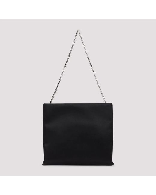Roger Vivier Black Trompette Strass Soft Satin Clutch