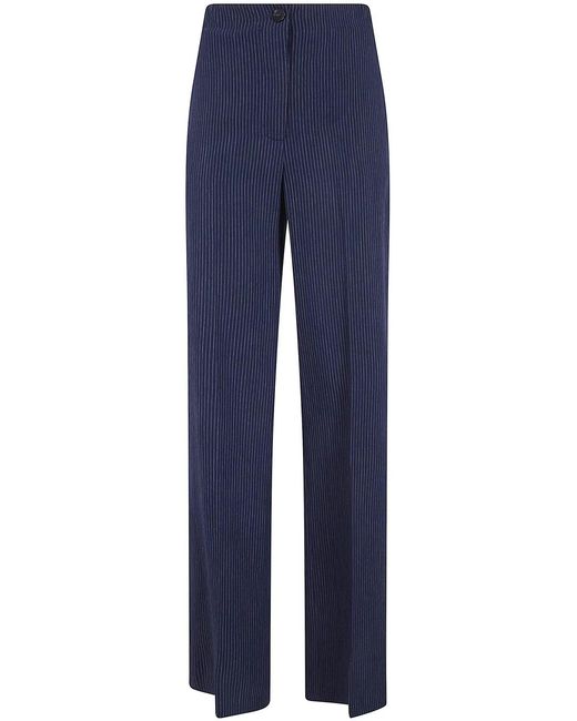 Seventy Blue Popeline Viscose Fluid Trousers