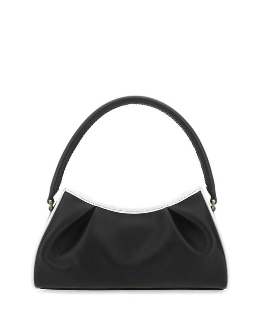 Elleme Black Two-Tone Leather Dimple Moon Shoulder Bag