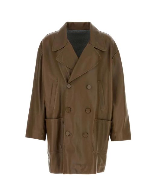 Fendi Brown Doublebreasted Pea Coat for men