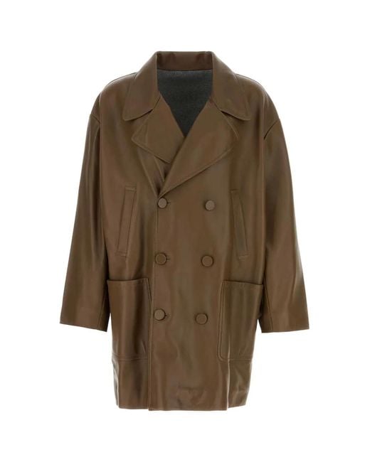 Fendi Brown Nappa Leather Coat for men
