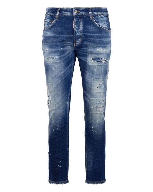 DSquared² Blue Cotton Elastane Pants for men
