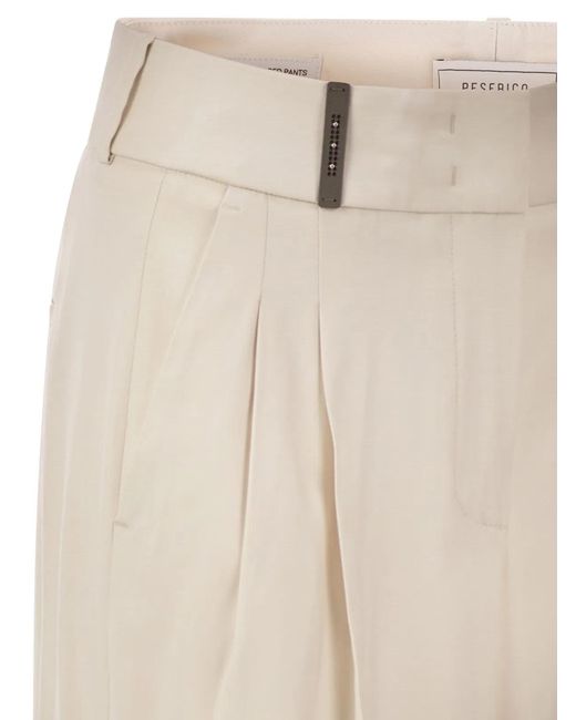 Peserico White Tailored Virgin Wool Stretch Trousers With Front Pleats