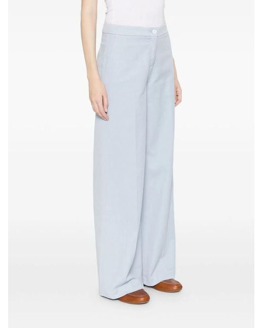 Via Masini 80 White Cotton Wide-Leg Trousers