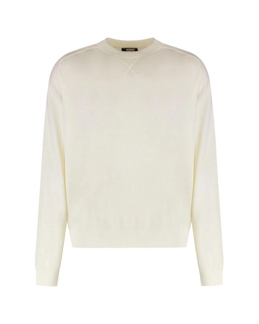 Jacquemus White Sweater With Round Neck Made Of Merino Wool for men