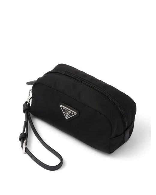 Prada Black Mini Triangle-Logo Makeup Bag