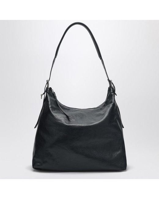 Lemaire Black Leather Belted Hobo Bag