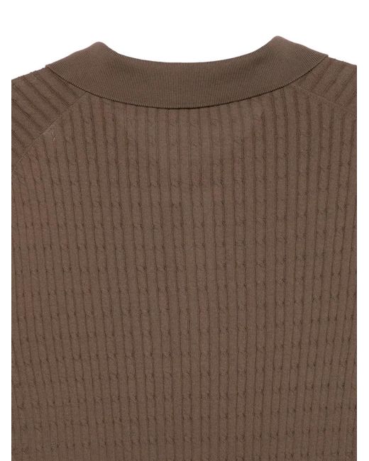 Tagliatore Brown Polo Shirt With Cable Knit for men