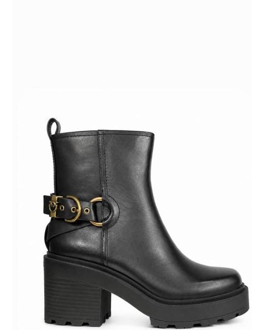Pinko Black Leather Rubber Shoes