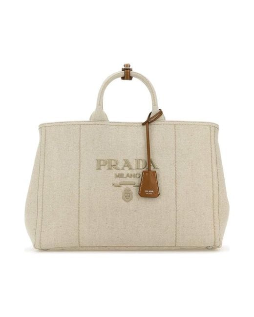 Prada Natural Sand Canvas Extra Large Jardiniã¨Re Shopping Bag for men