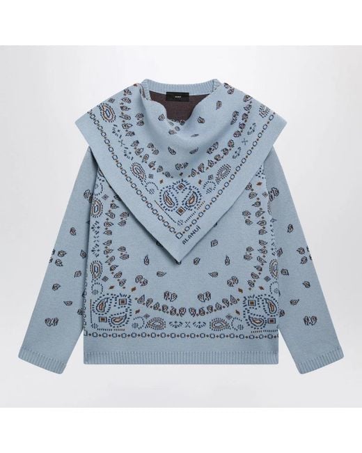 Alanui Blue Bandana Jacquard Sweater