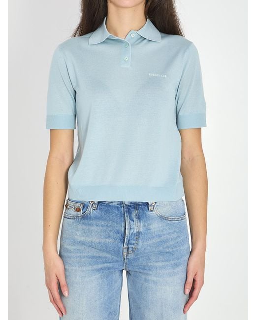 Gucci Blue Polo With Logo